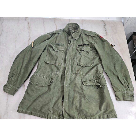 Vintage 1957 Field Jacket Long Medium Authentic Field US Army Jacket - Picture 1 of 16